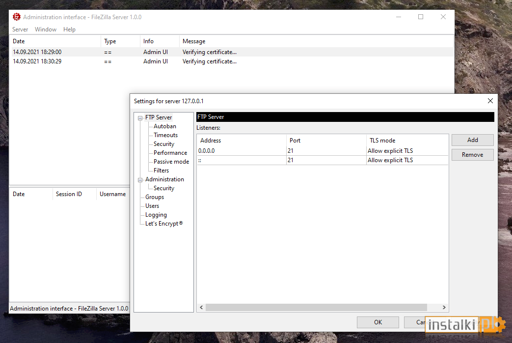 Okladka FileZilla Server